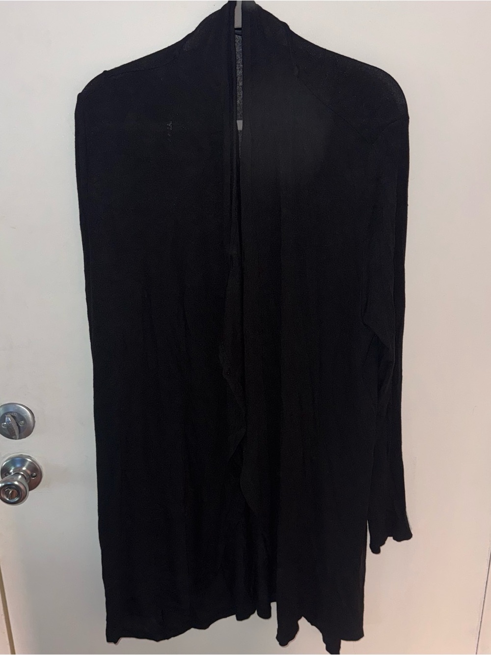 Black Open Front Long Cardigan